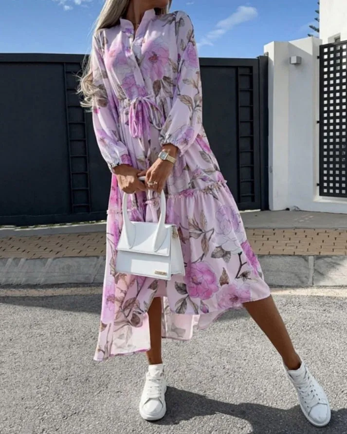 Printed Loose Fashion Long Sleeve Dress