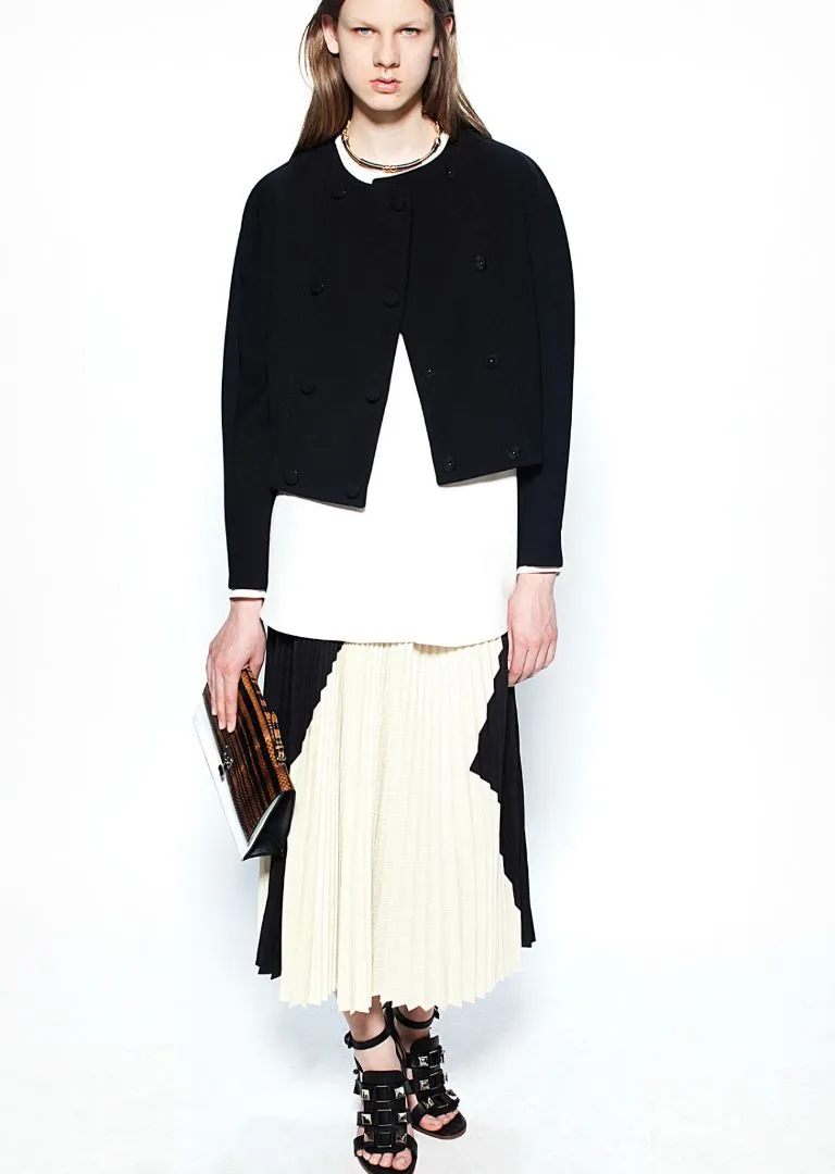 Proenza Schouler resort '14 pleated skirt, cream & black, 10