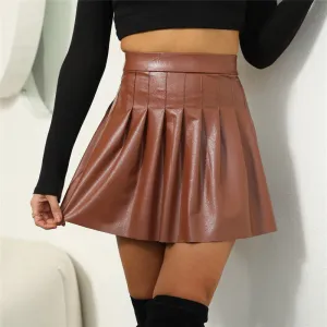 PU Leather Pleated Skirt - Culture Heaven Special