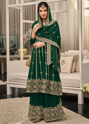 Punjabi Style Enthralling Green Wedding Palazzo Suit