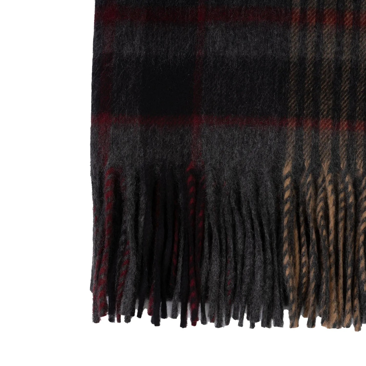 Pure Cashmere Tartan Blanket Fine Check Grey