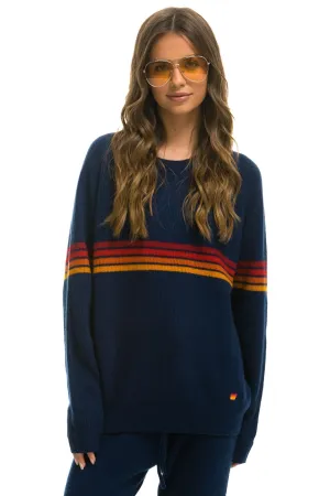 RAINBOW STRIPE 4 UNISEX CASHMERE SWEATER - MIDNIGHT