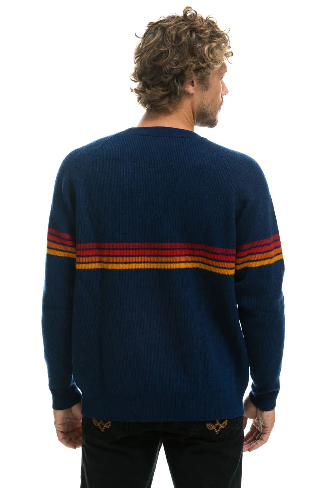 RAINBOW STRIPE 4 UNISEX CASHMERE SWEATER - MIDNIGHT