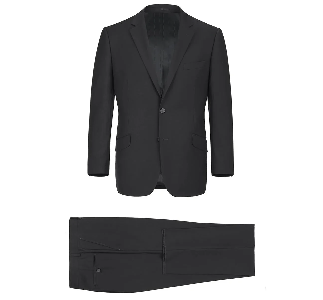 RENOIR Black 2-Piece Classic Fit Single Breasted Notch Lapel Suit 201-1