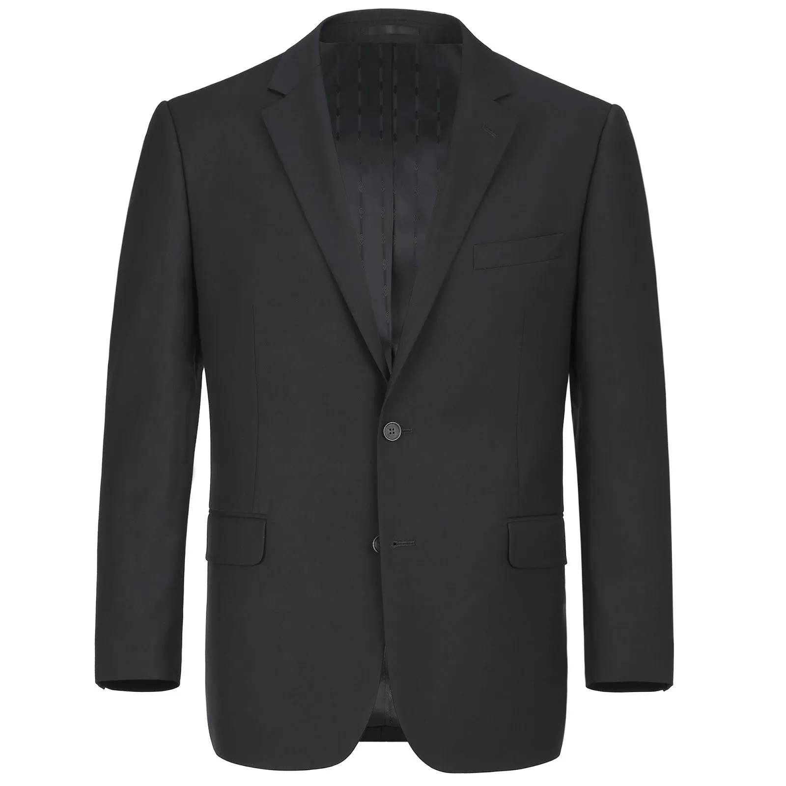 RENOIR Black 2-Piece Classic Fit Single Breasted Notch Lapel Suit 201-1