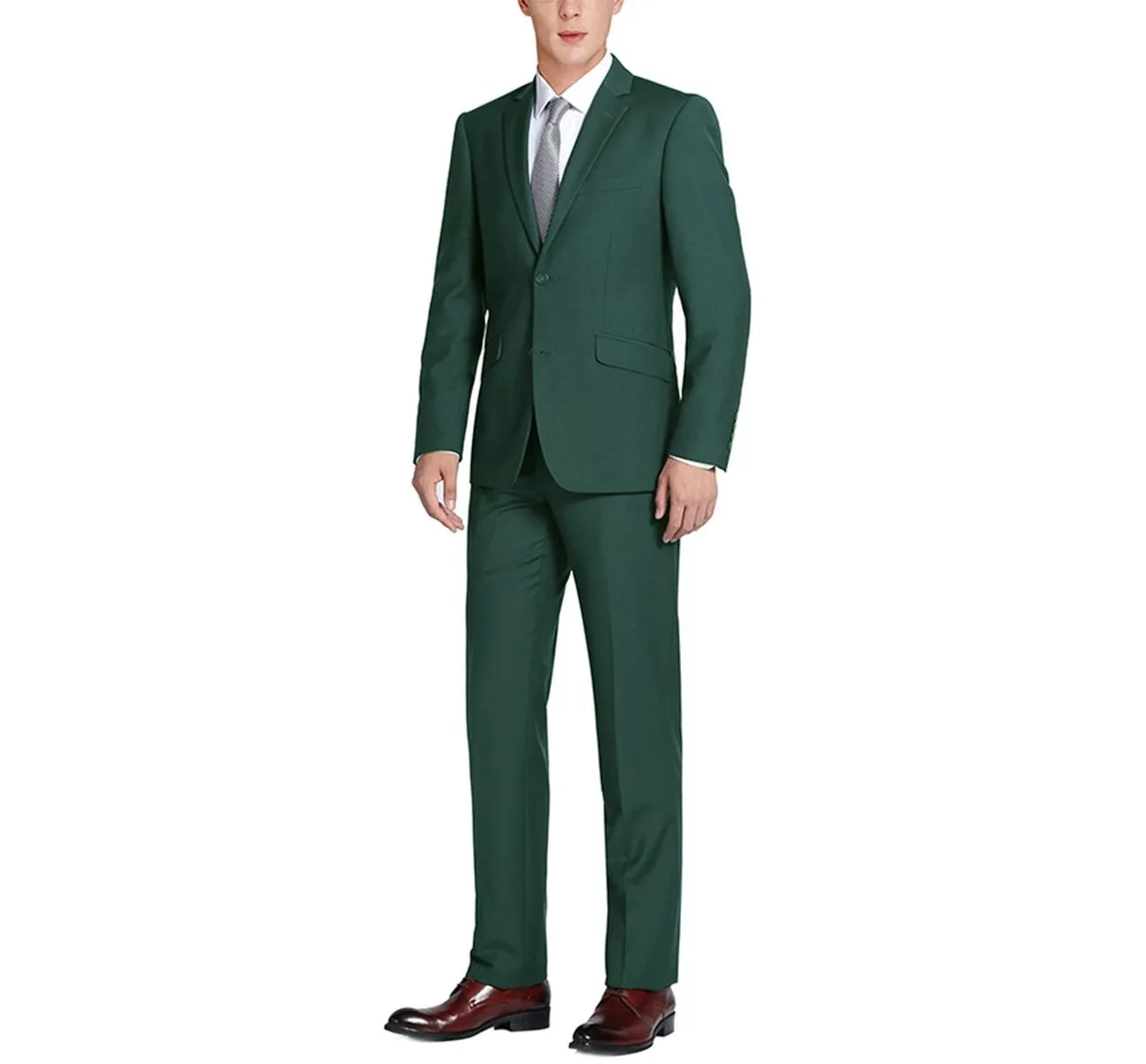 RENOIR Green 2-Piece Classic Fit Single Breasted Notch Lapel Suit 201-9