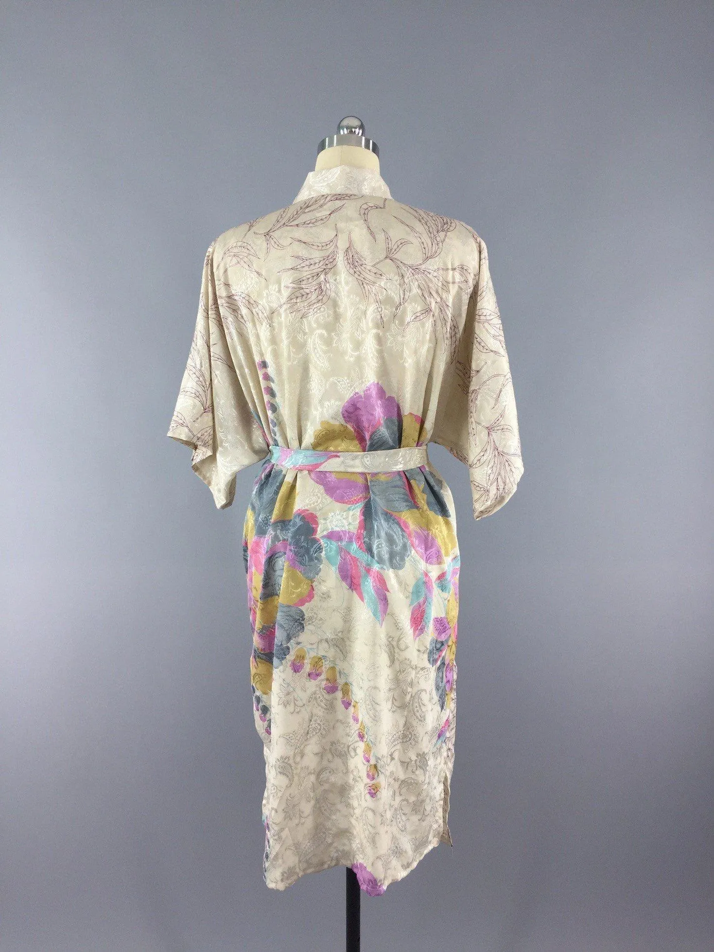 Satin Sari Robe / Ivory Abstract