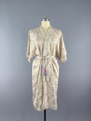 Satin Sari Robe / Ivory Abstract