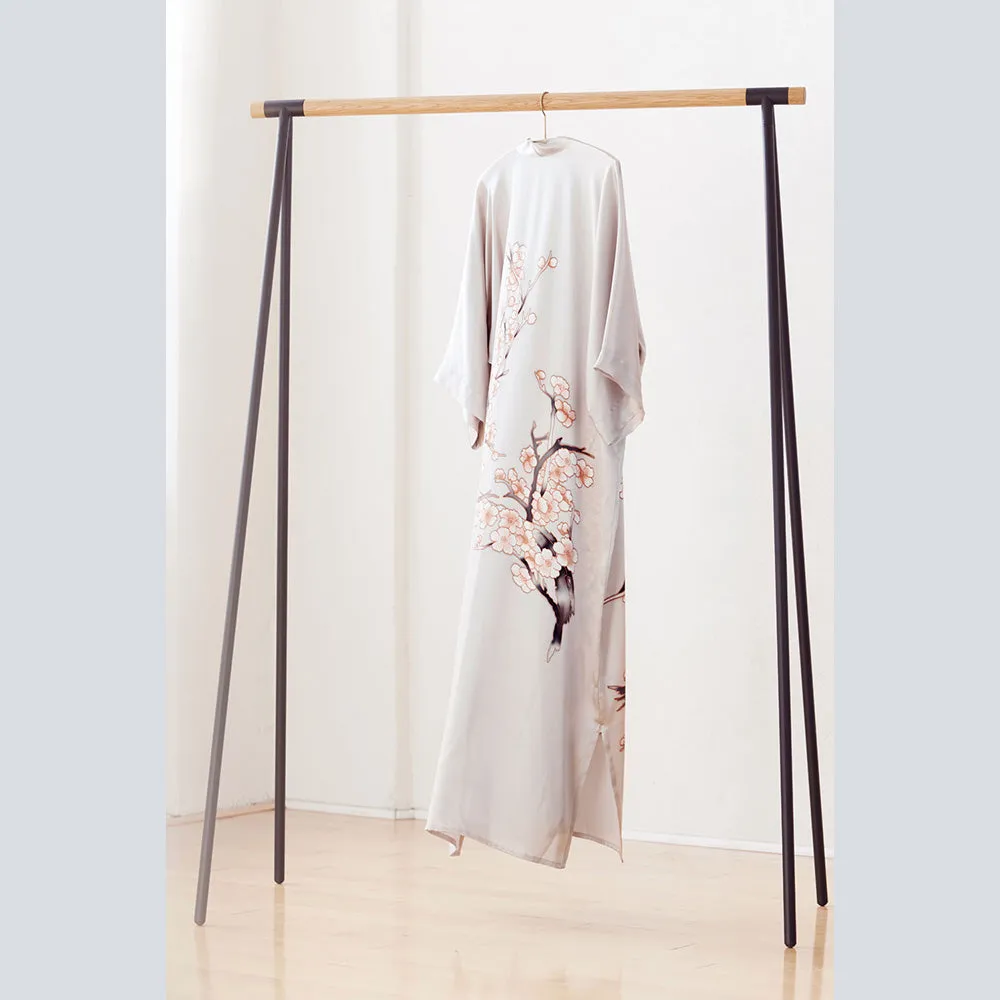 Silk Handpainted Cherry Blossom Long Kimono Robe