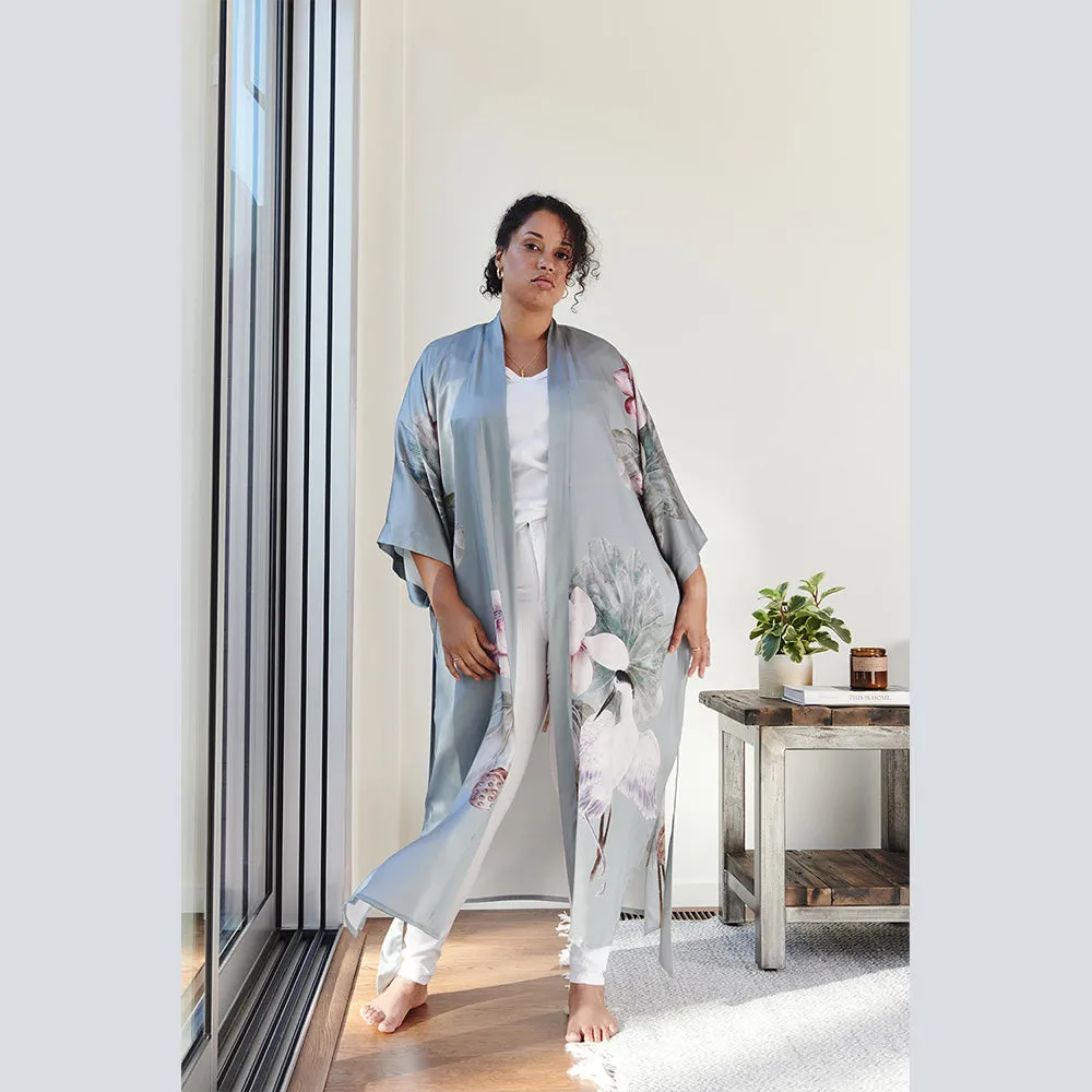 Silk Kuren Long Kimono Robe (Plus Size)