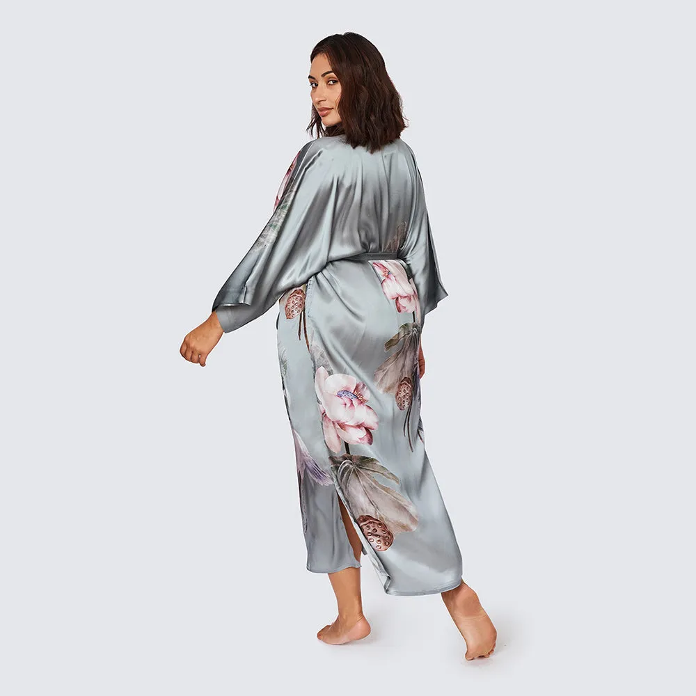 Silk Kuren Long Kimono Robe (Plus Size)