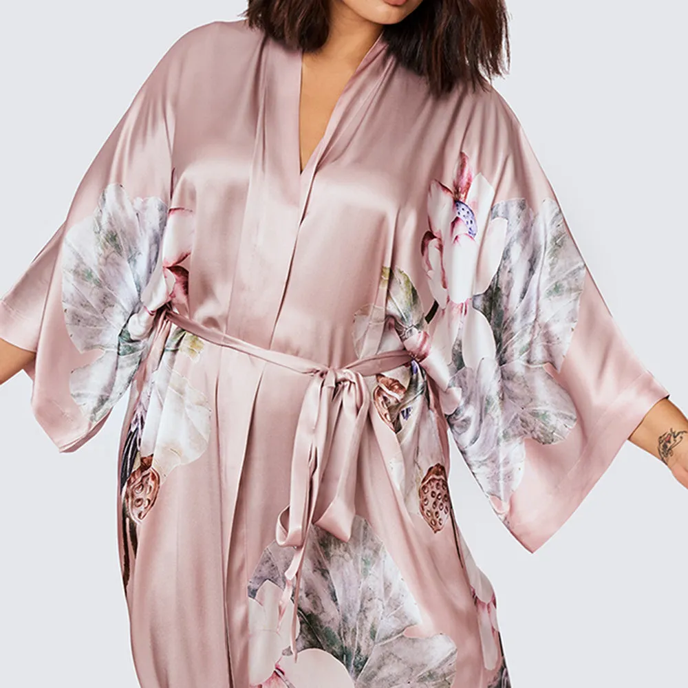 Silk Kuren Long Kimono Robe (Plus Size)