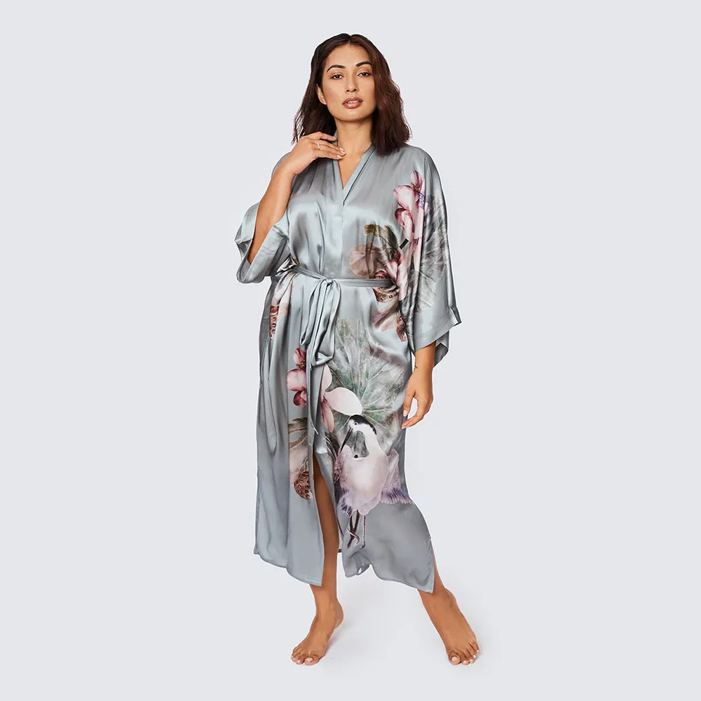 Silk Kuren Long Kimono Robe (Plus Size)