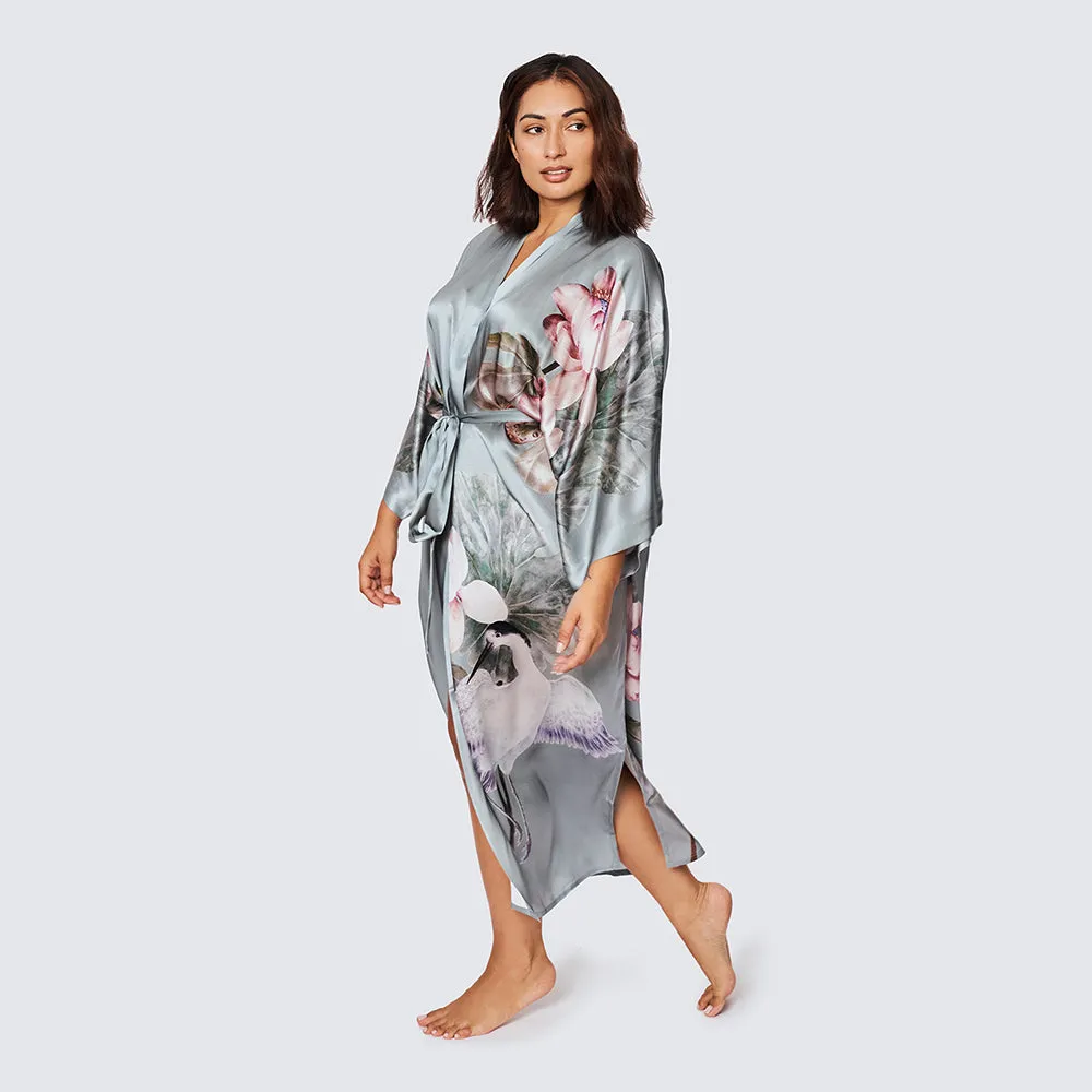 Silk Kuren Long Kimono Robe (Plus Size)