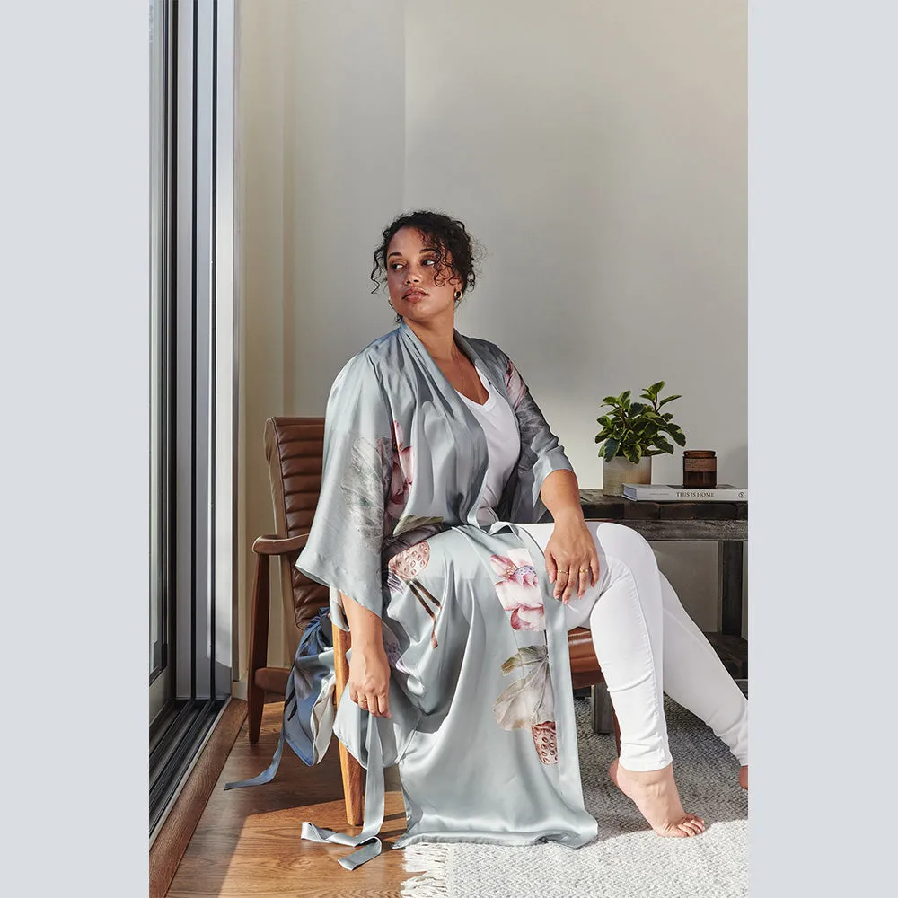 Silk Kuren Long Kimono Robe (Plus Size)