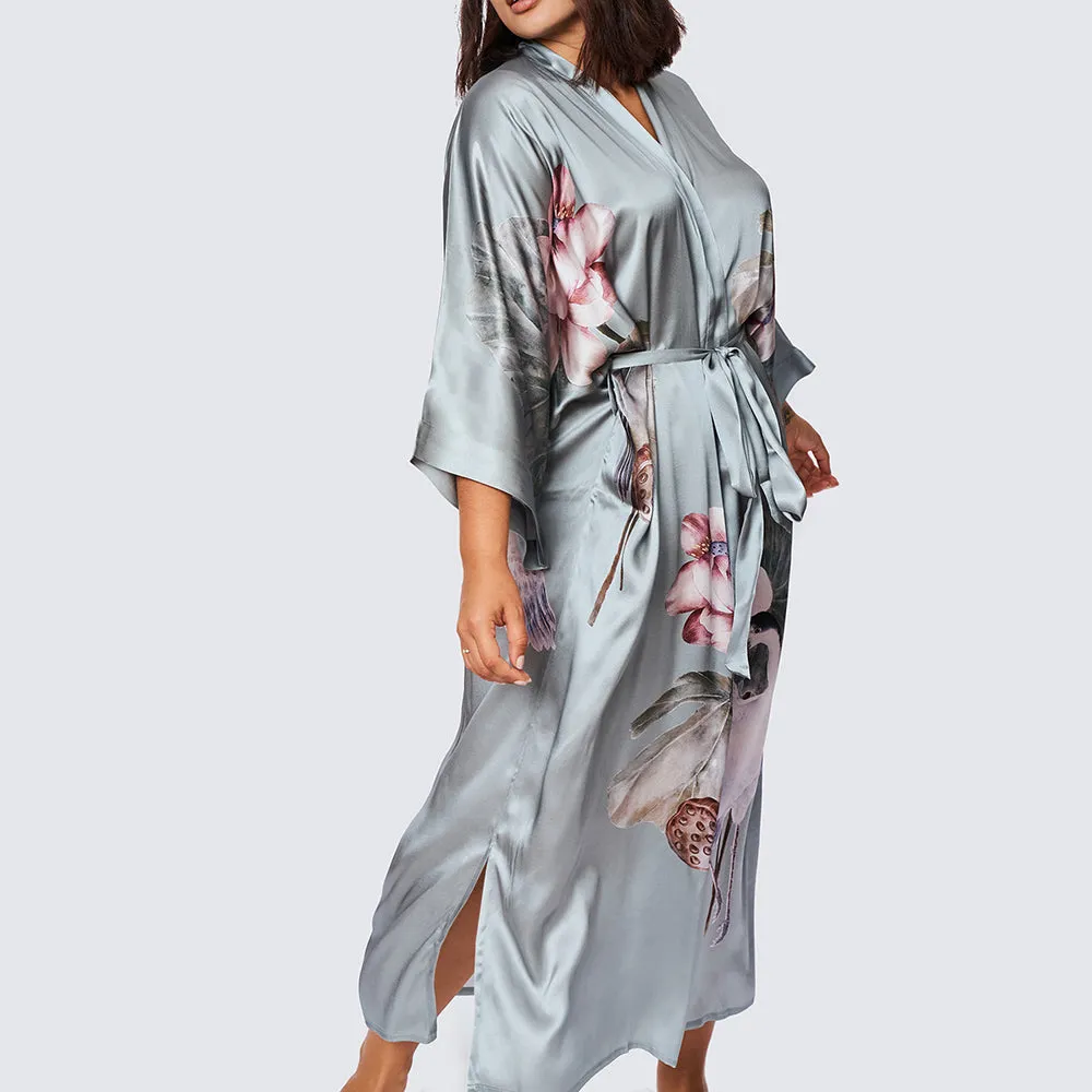 Silk Kuren Long Kimono Robe (Plus Size)