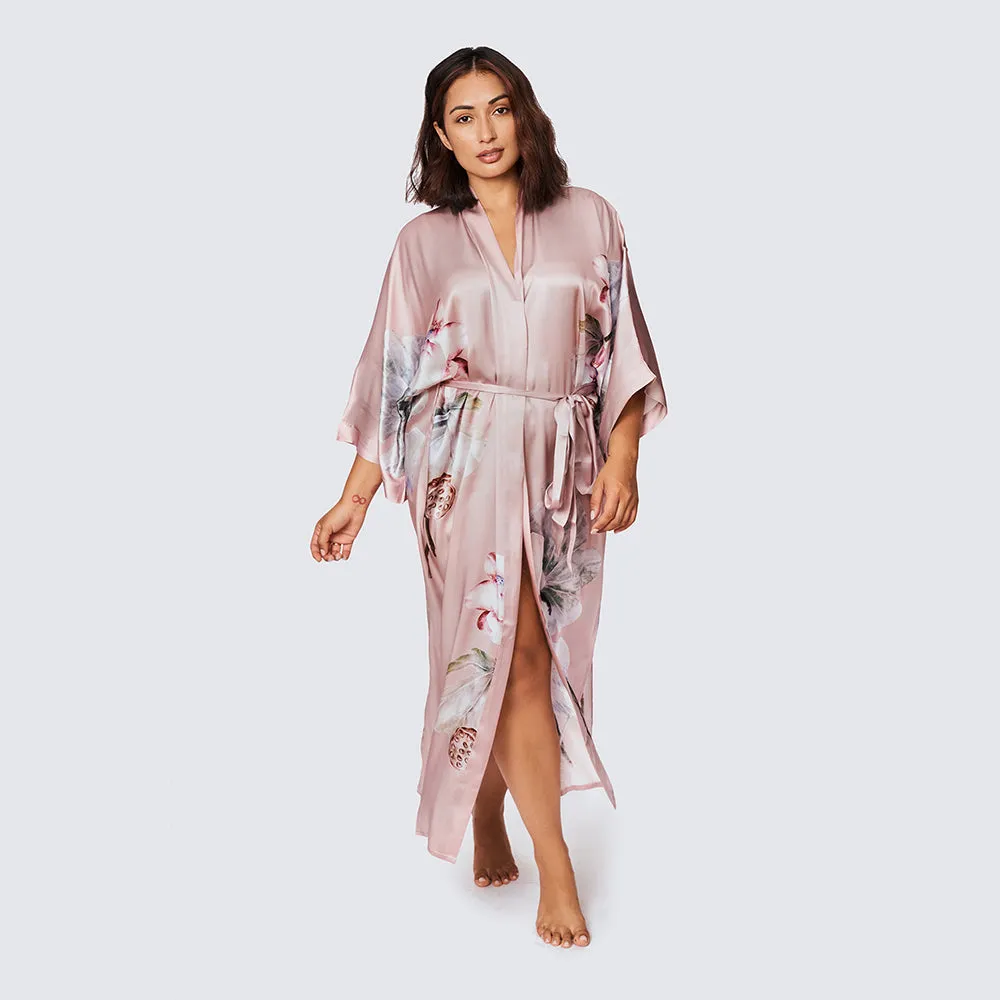 Silk Kuren Long Kimono Robe (Plus Size)