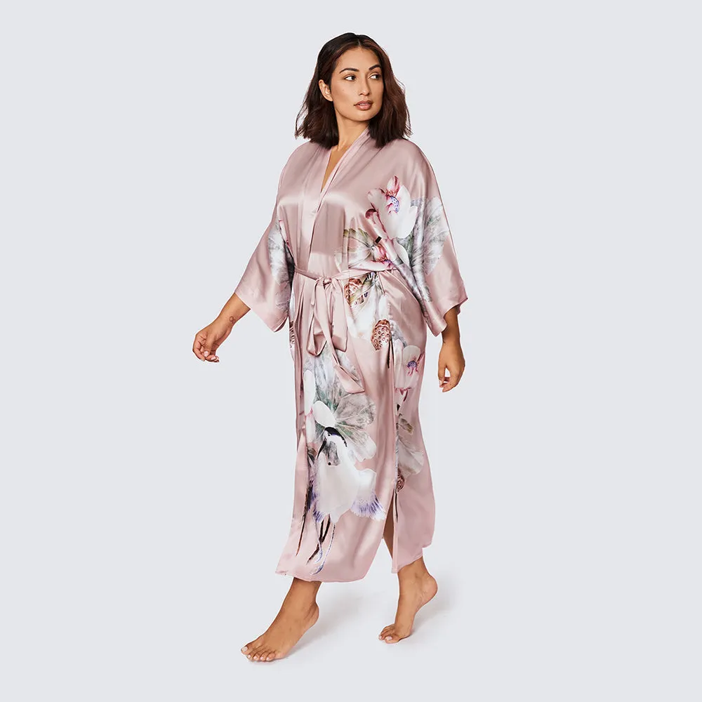 Silk Kuren Long Kimono Robe (Plus Size)