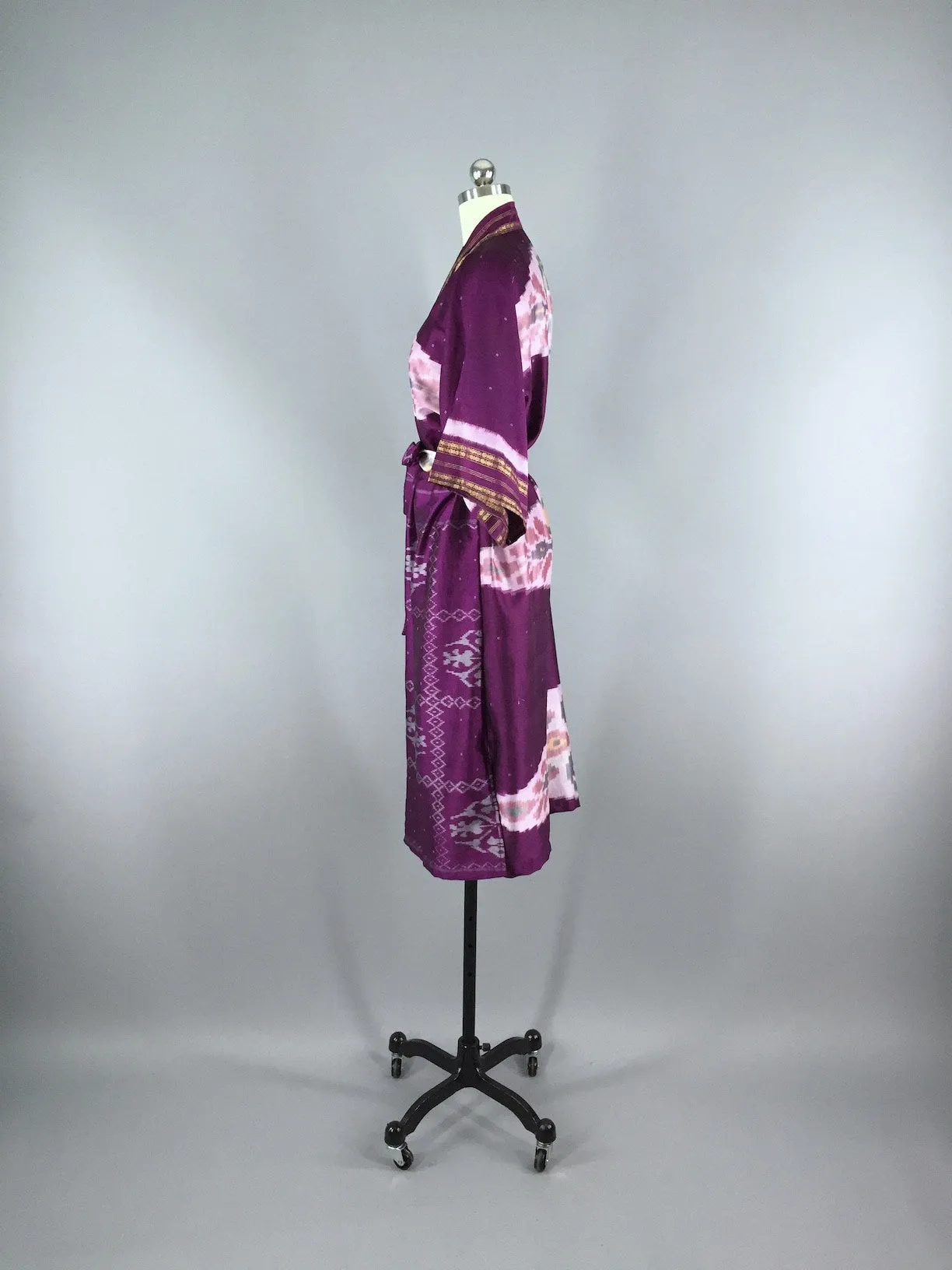 Silk Sari Robe / Purple Ikat