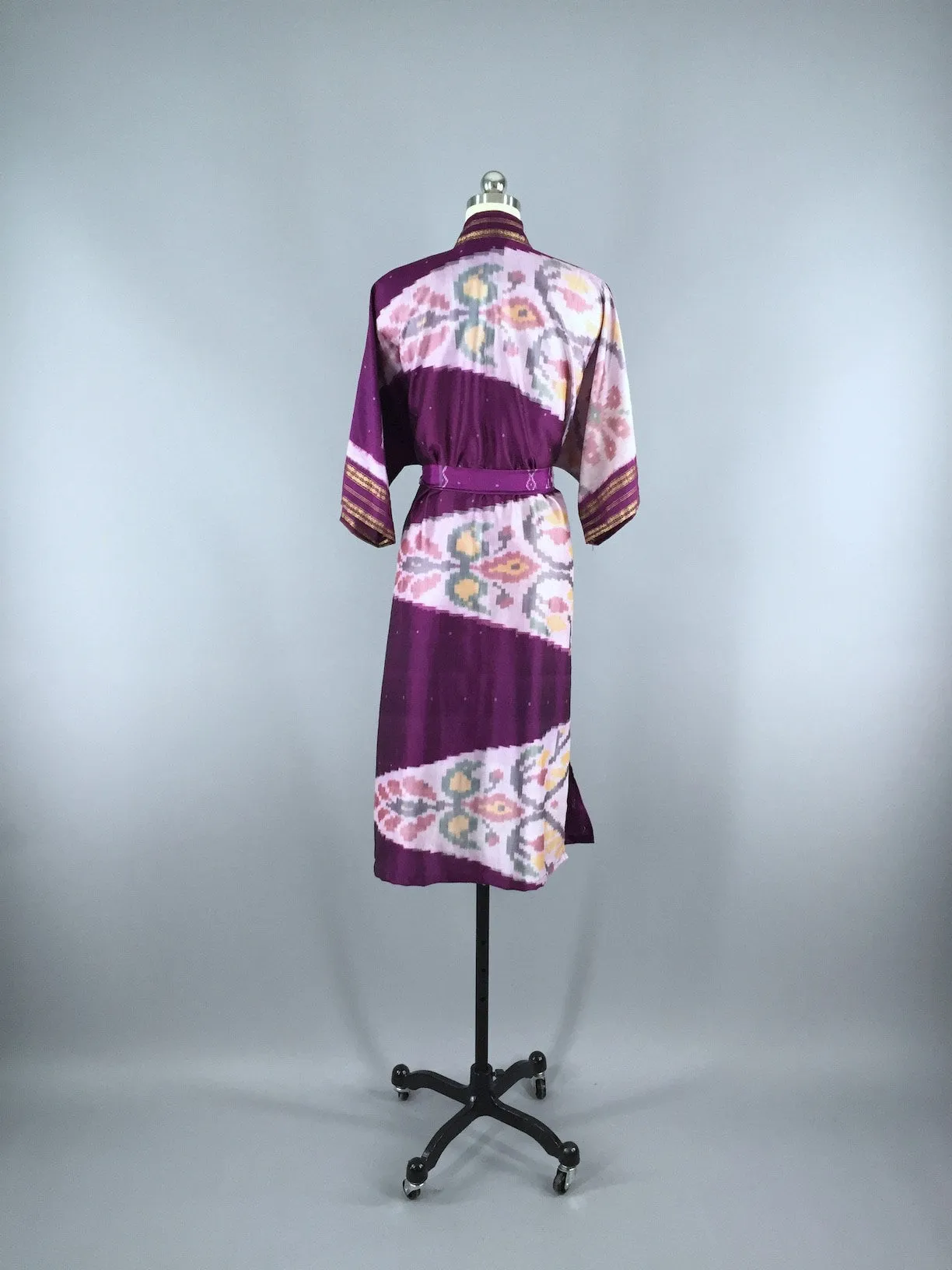 Silk Sari Robe / Purple Ikat