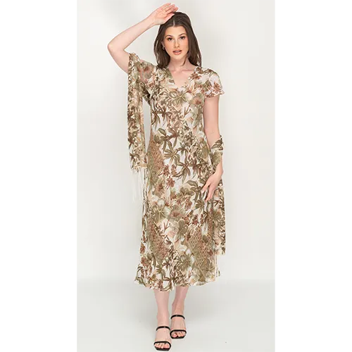 Sleeve Less Semi Long Printed 2 in 1 Reversible Dress For Women