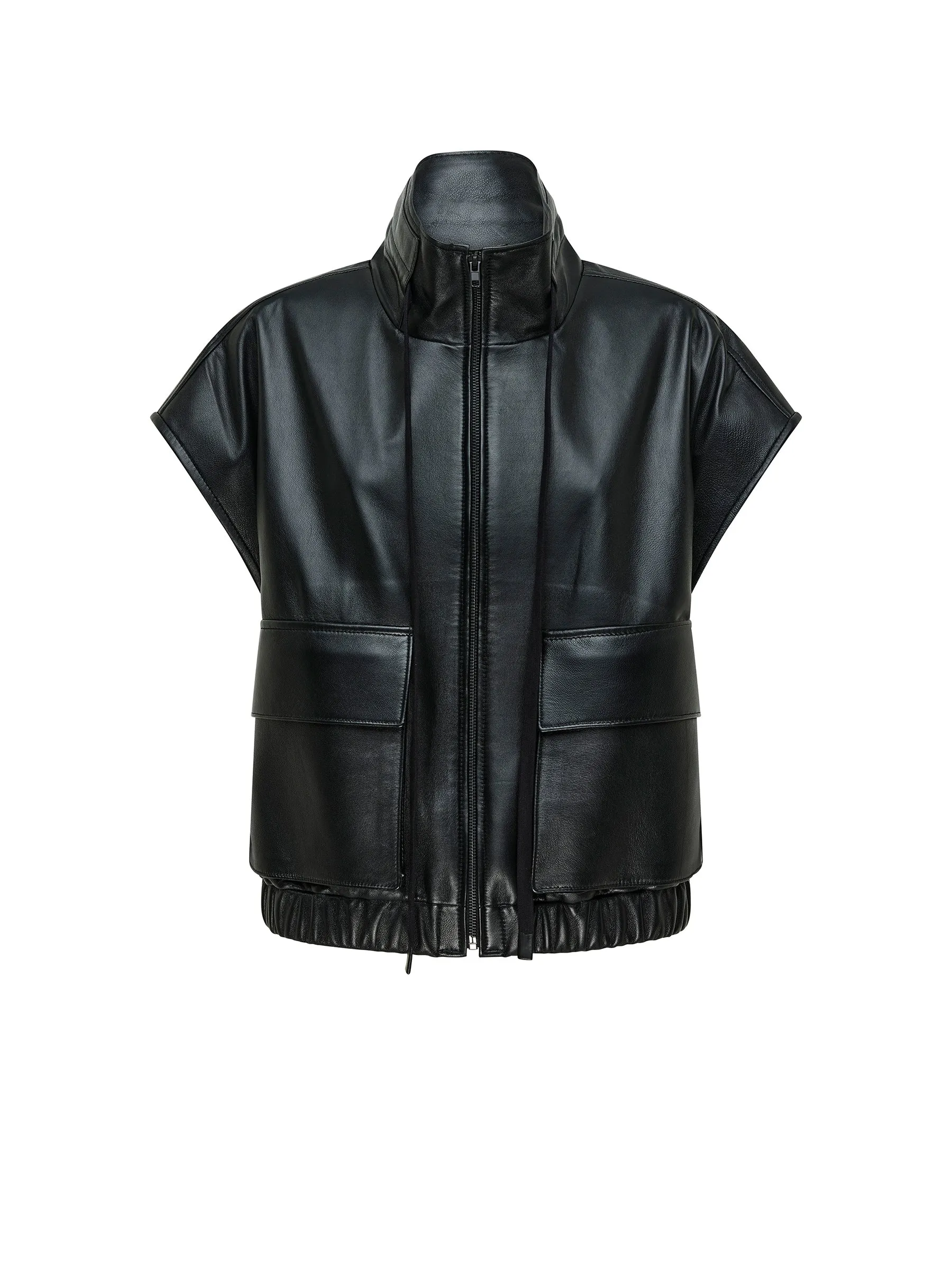 sleeveless leather jacket