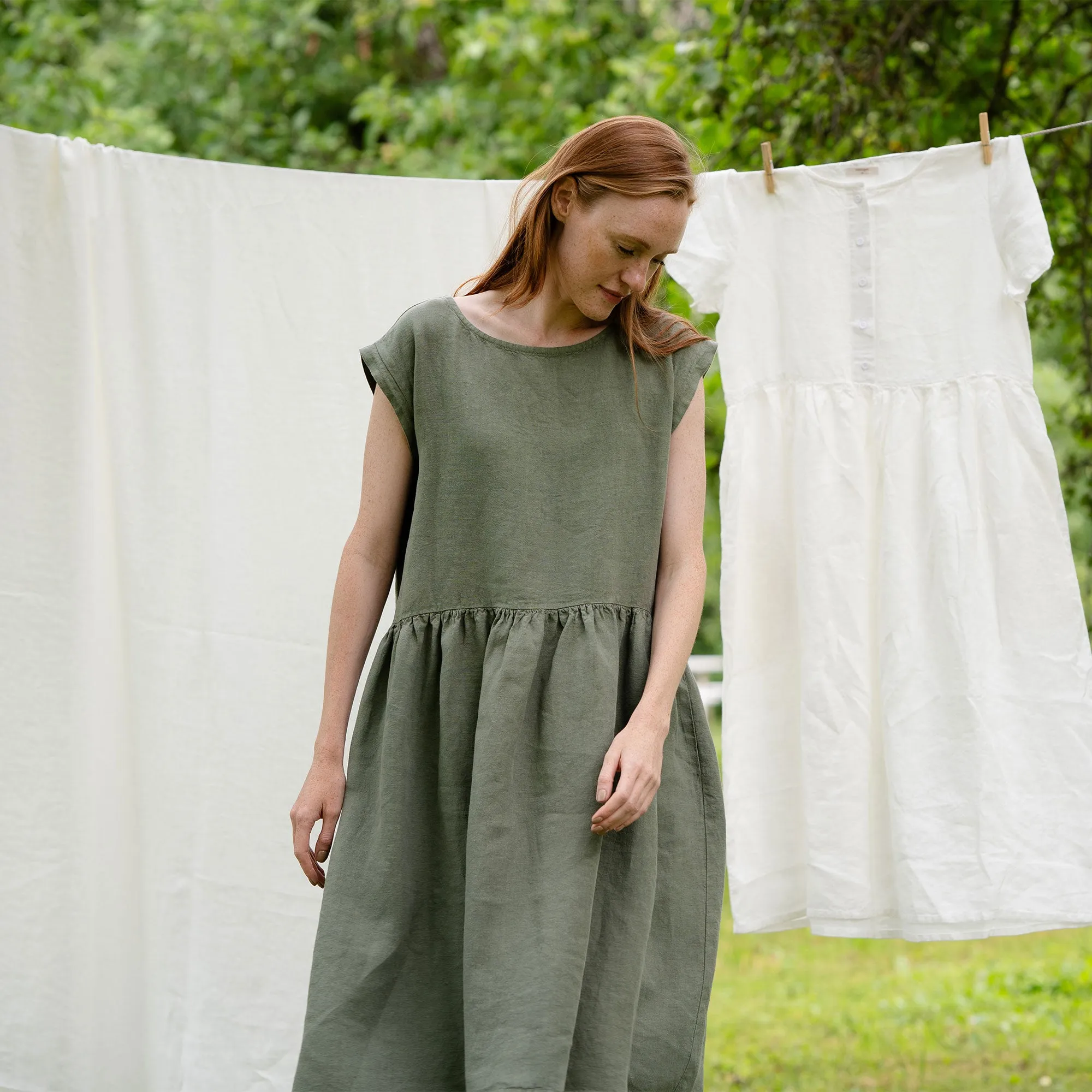 Smock Dress Cecilia Stone Green