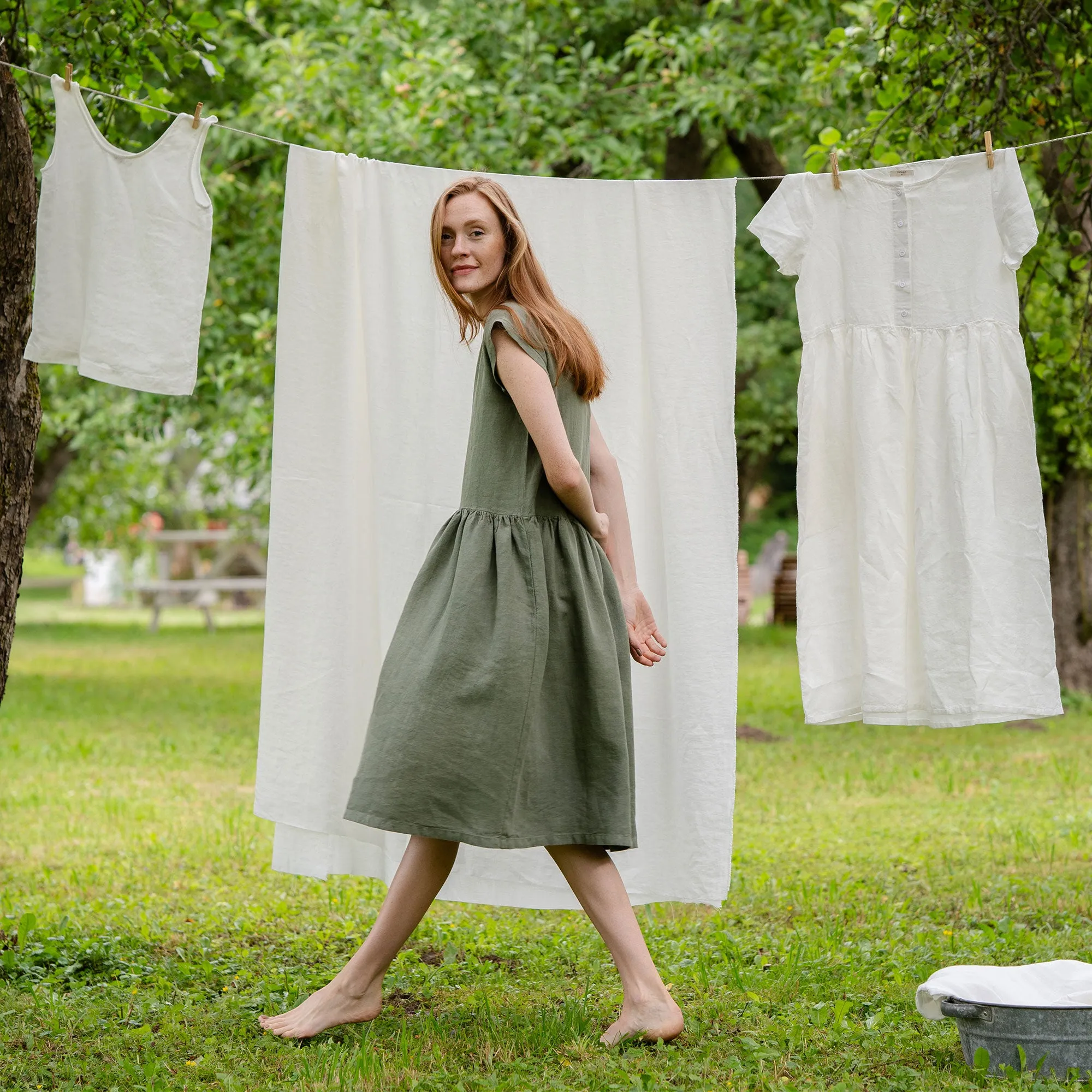 Smock Dress Cecilia Stone Green