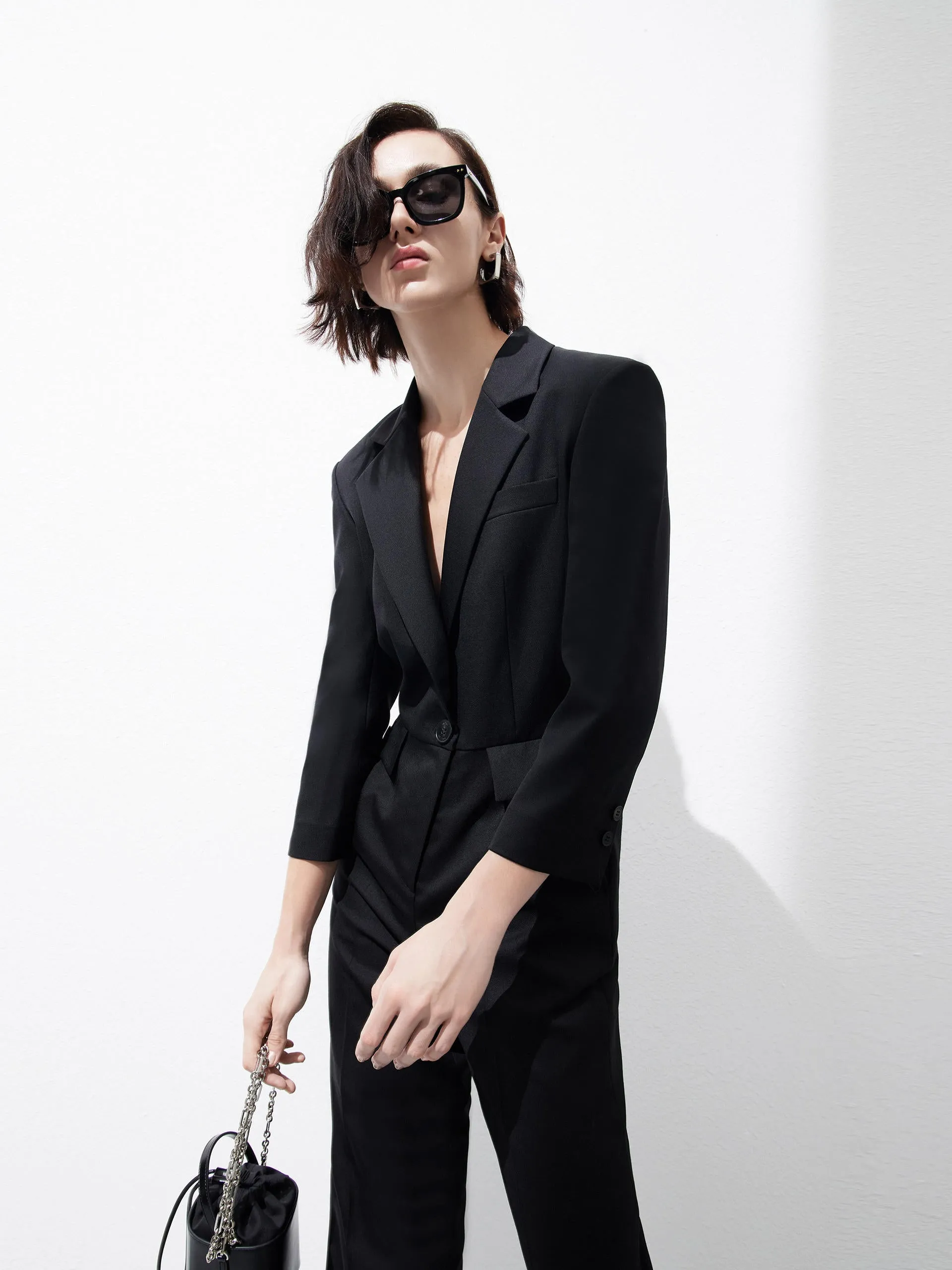 Structured Straight Suit Jumpsuit