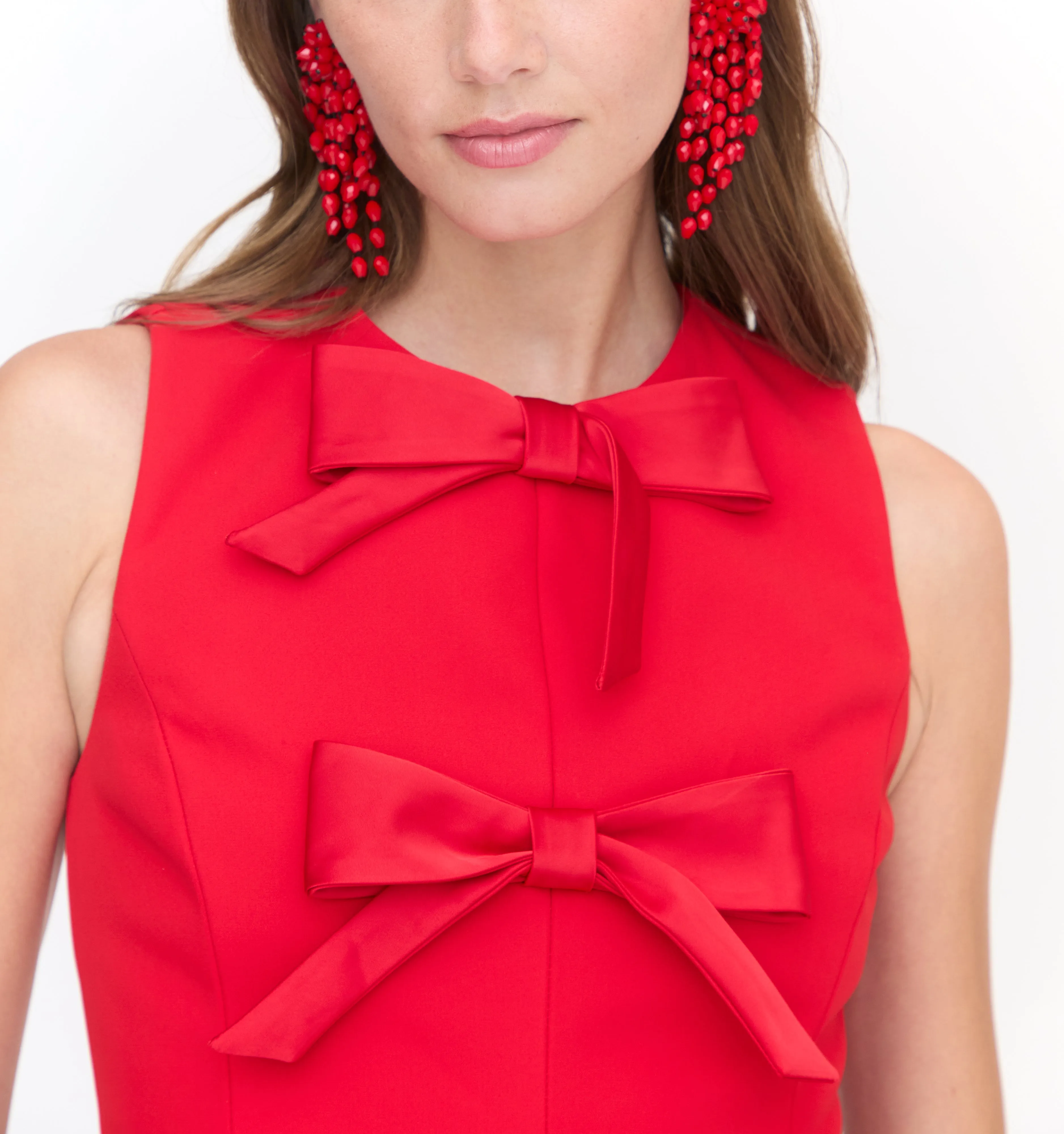 The Blythe Bow Dress - Red with Red Bows