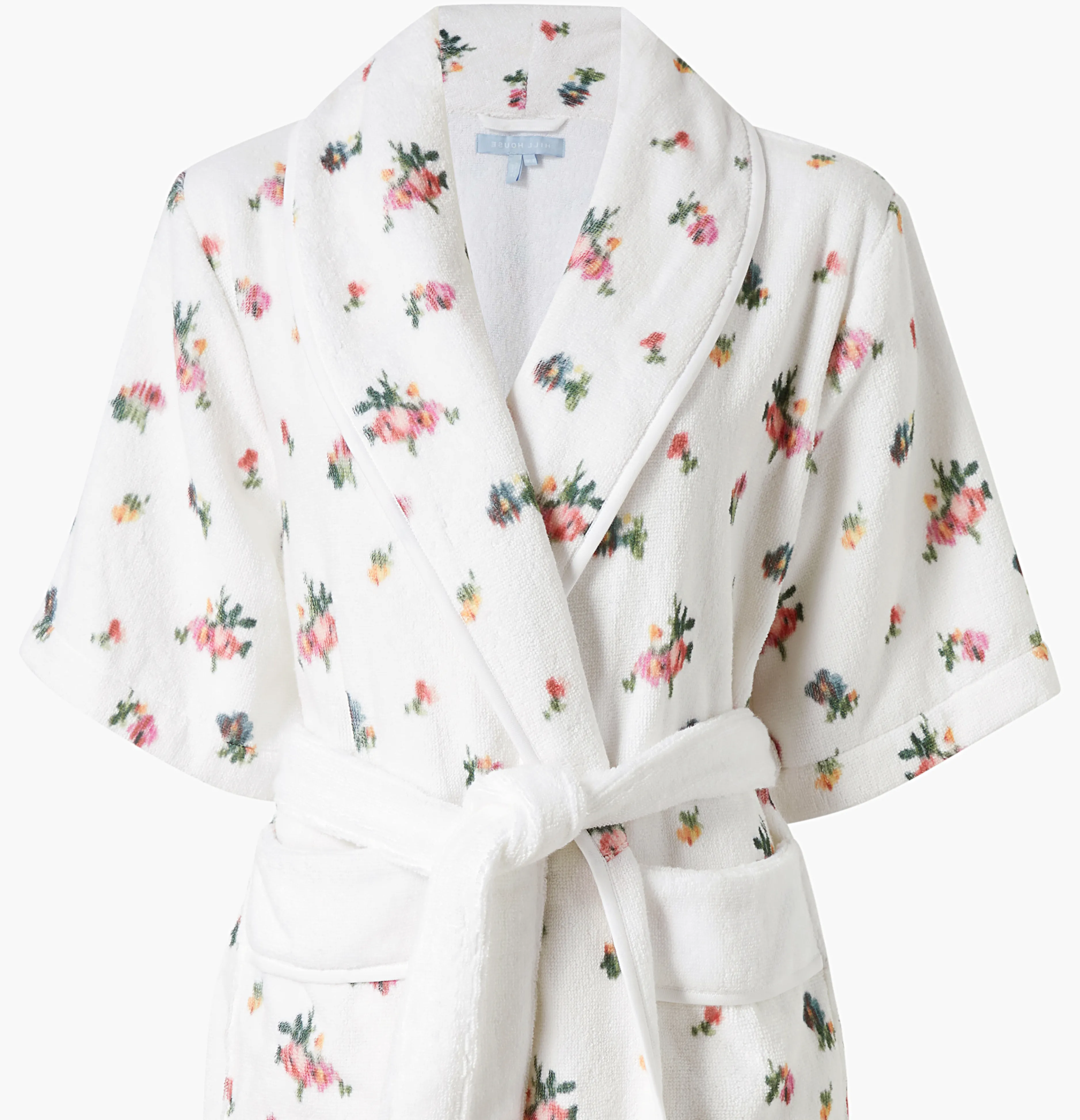 The Short Hotel Robe - Ivory Ikat Floral