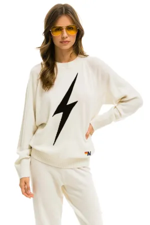 UNISEX BOLT CASHMERE LIGHT SWEATER - VINTAGE WHITE // BLACK BOLT