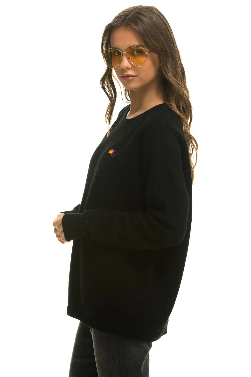 VINTAGE CABIN 2 UNISEX CASHMERE SWEATER - BLACK