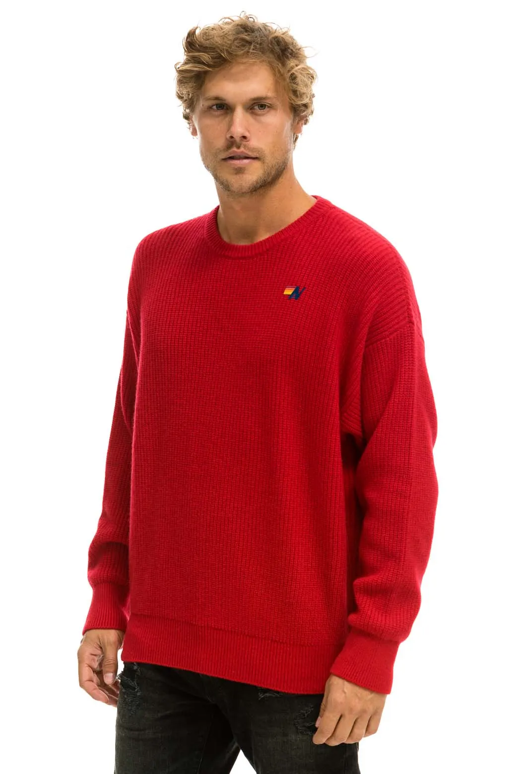 VINTAGE CABIN UNISEX CASHMERE SWEATER - CHERRY