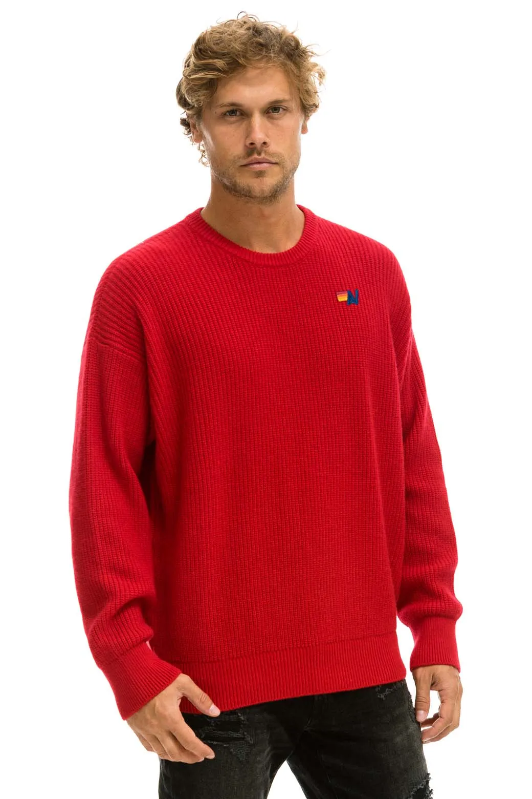 VINTAGE CABIN UNISEX CASHMERE SWEATER - CHERRY