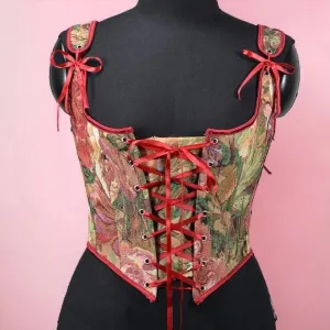 Vintage Style Jacquad Floral Corset