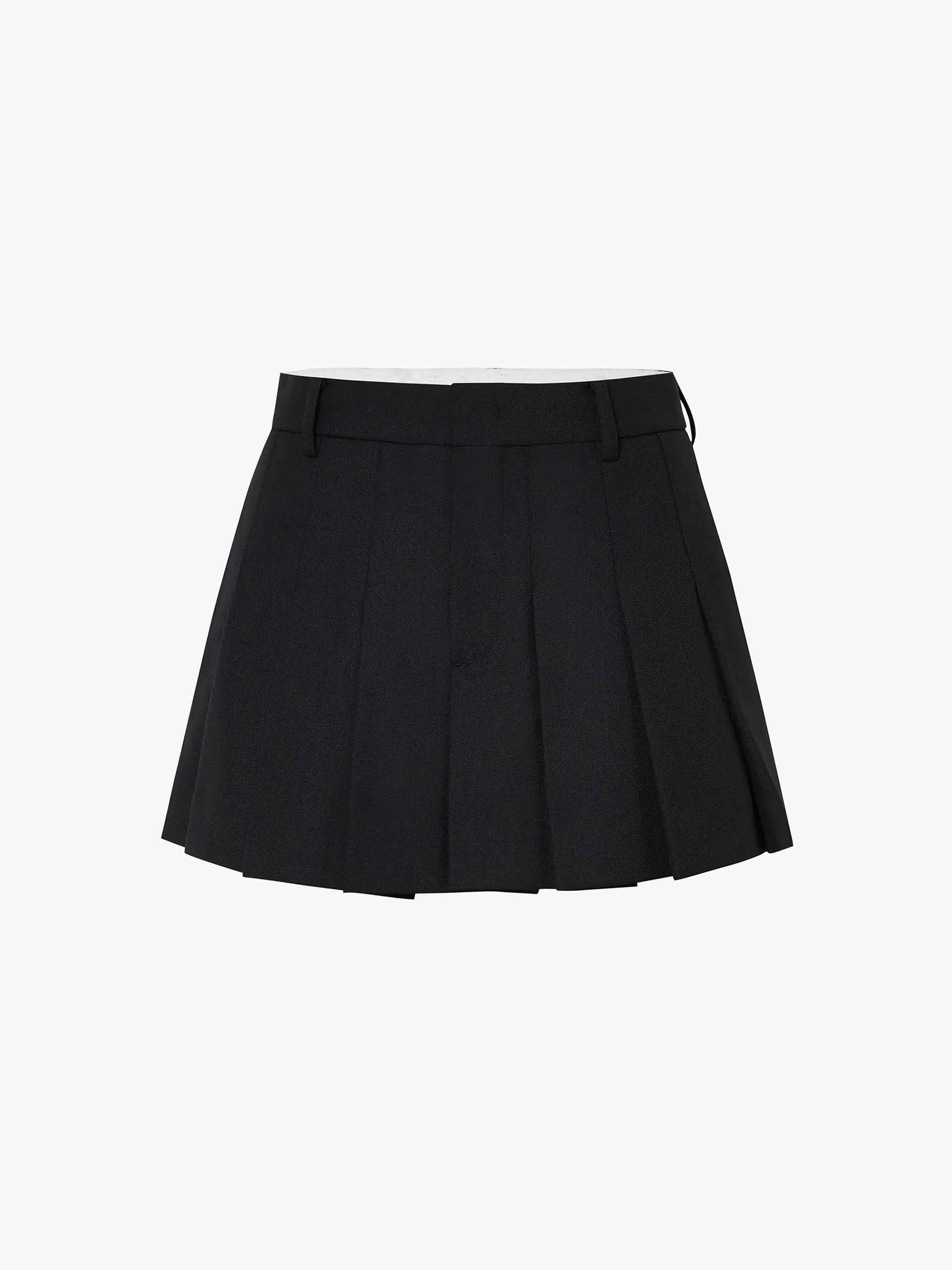 Wool Blend Pleated Mini Skirt