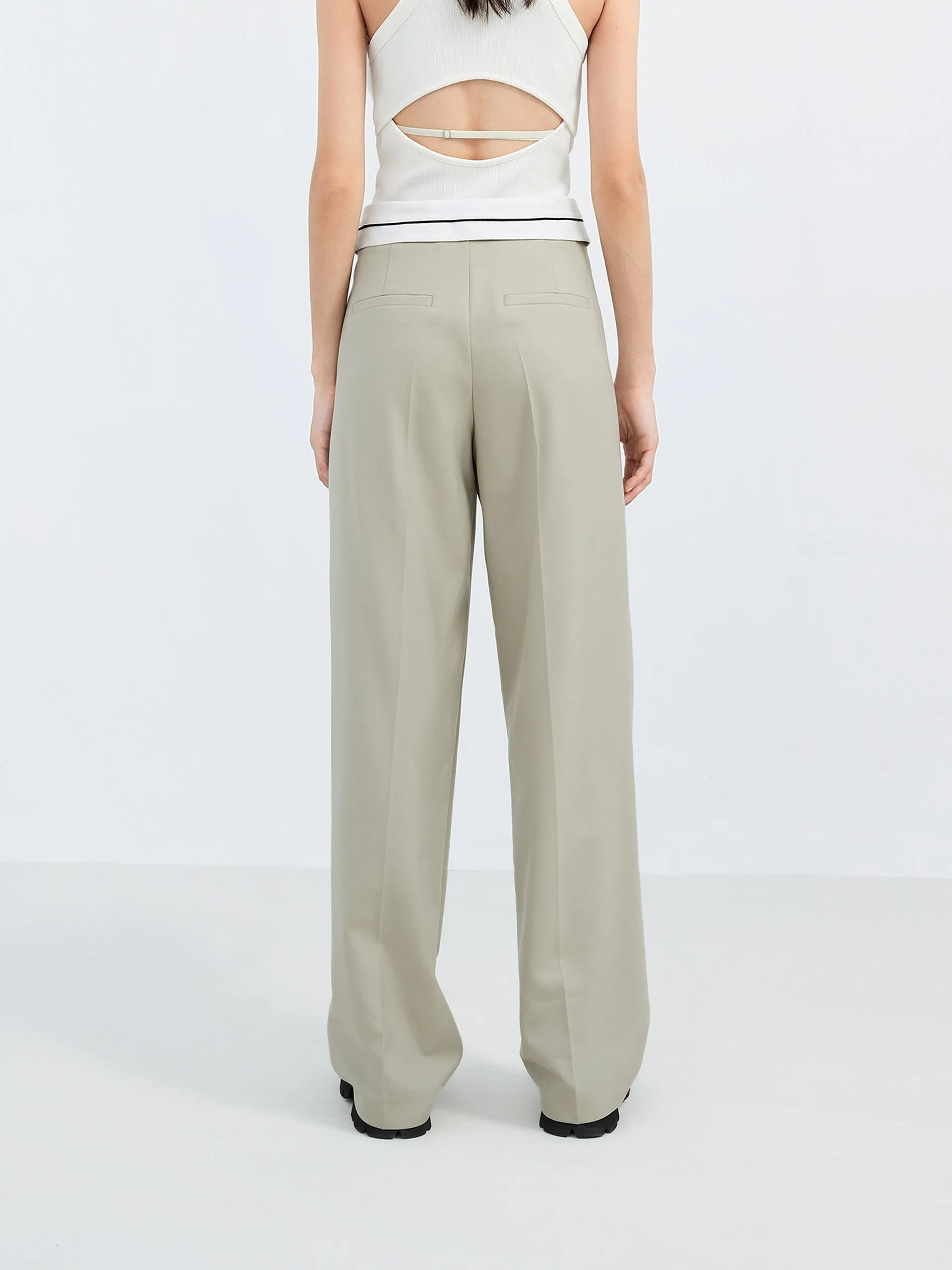 Wool blend Straight Suit Pants