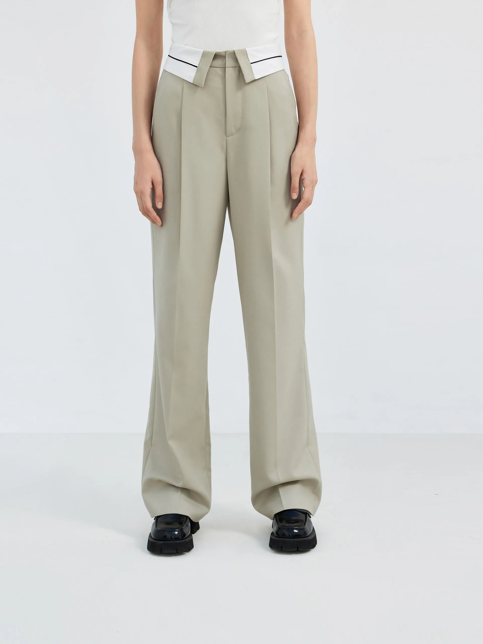 Wool blend Straight Suit Pants