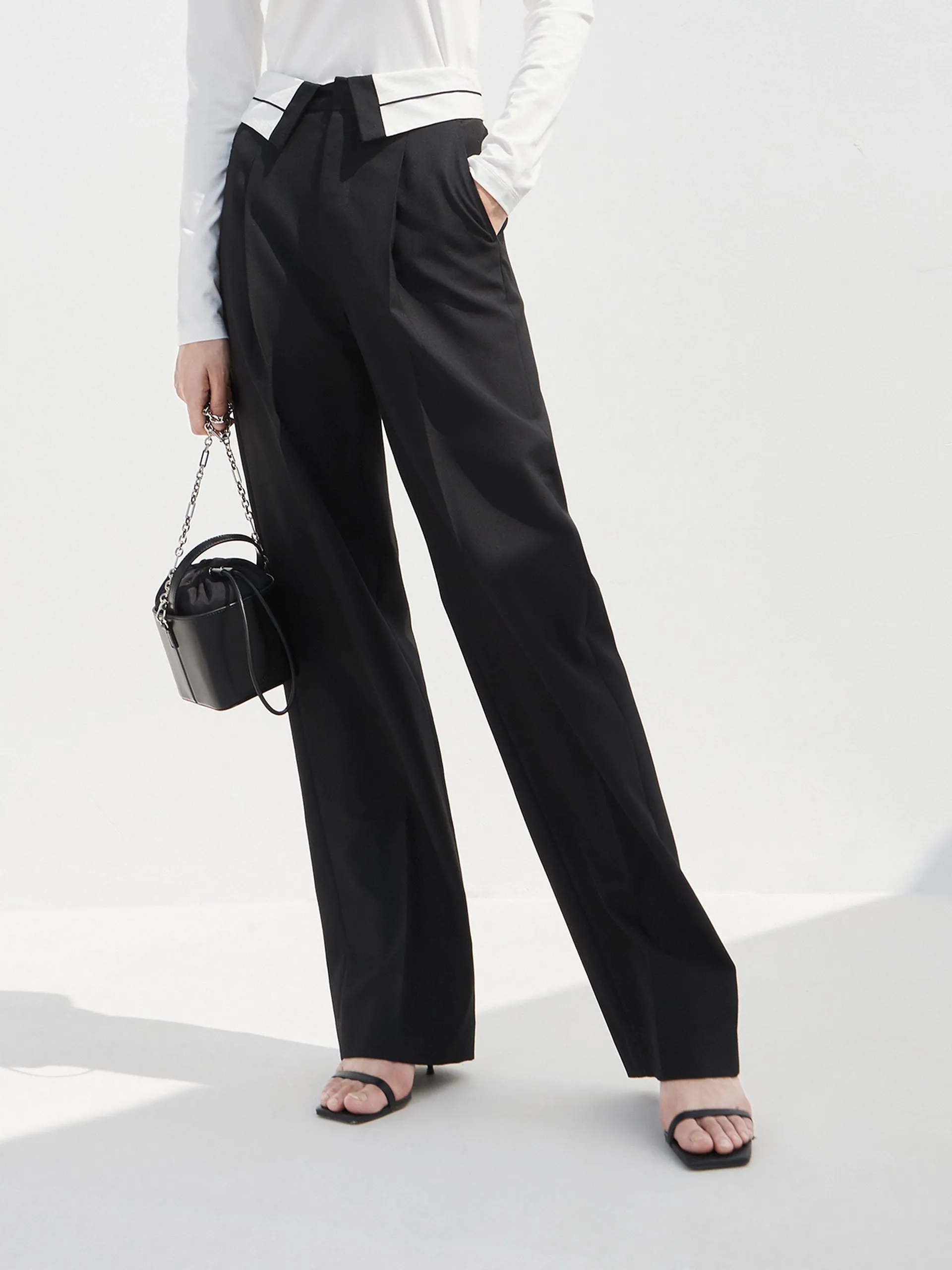 Wool blend Straight Suit Pants