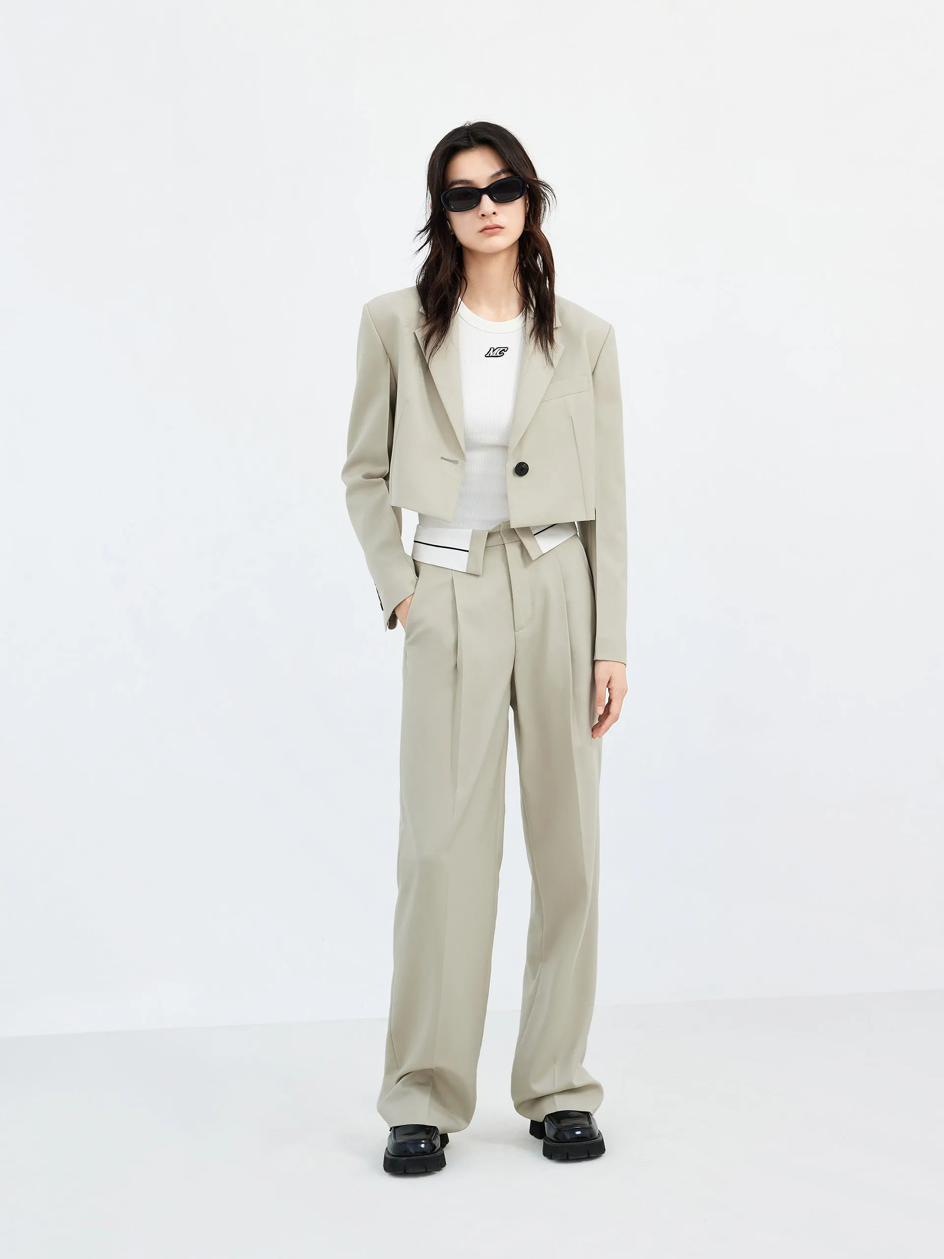 Wool blend Straight Suit Pants