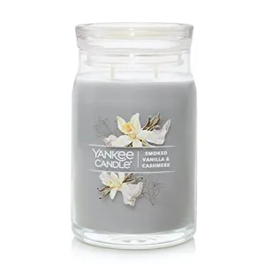 Yankee Candle Smoked Vanilla & Cashmere Scented, Signature 20oz Large Jar 2-Wick Candle, Over 60 Hours of Burn Time